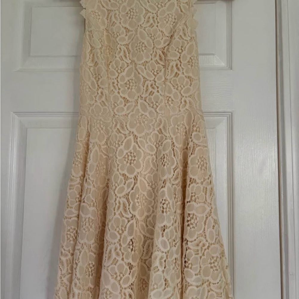 City Studio Gold Fit and Flare Mock Neck Dress